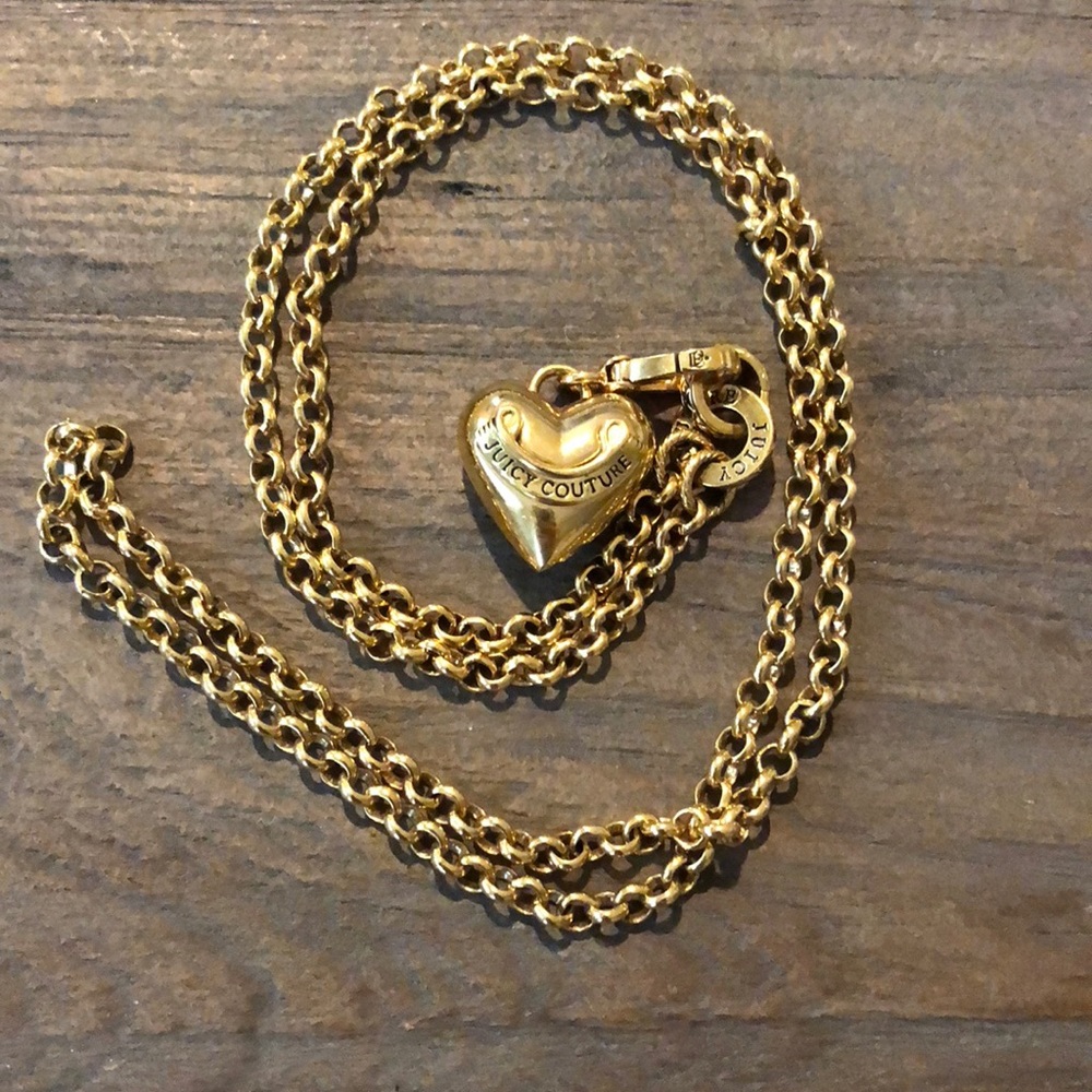 Juicy Couture long gold chain charm necklace